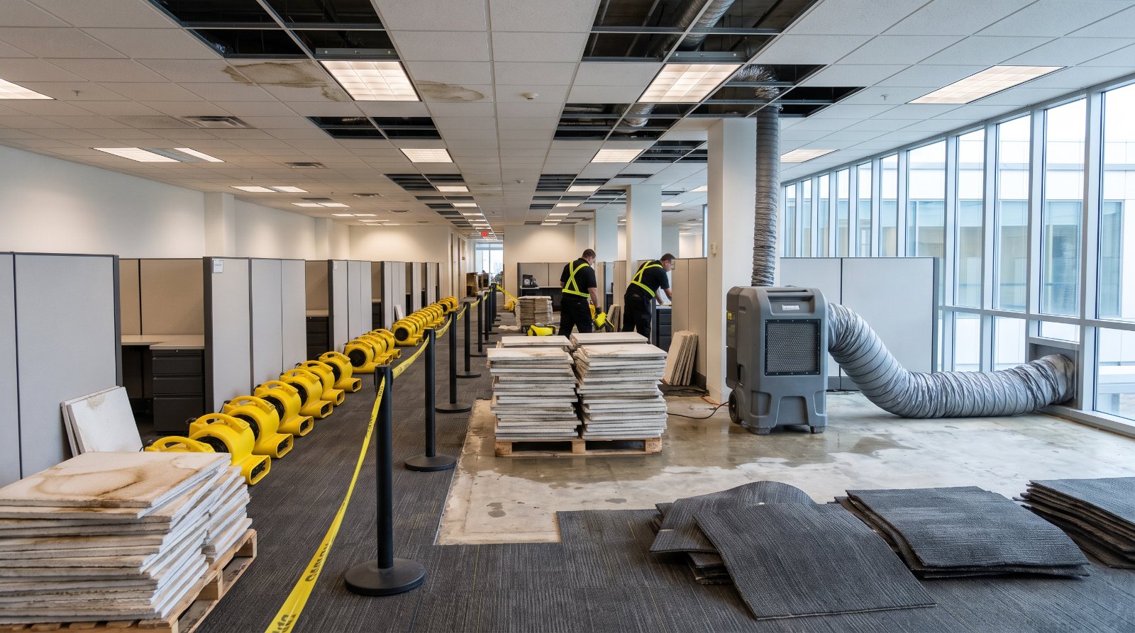Commercial water damage restoration in an Erie, PA office