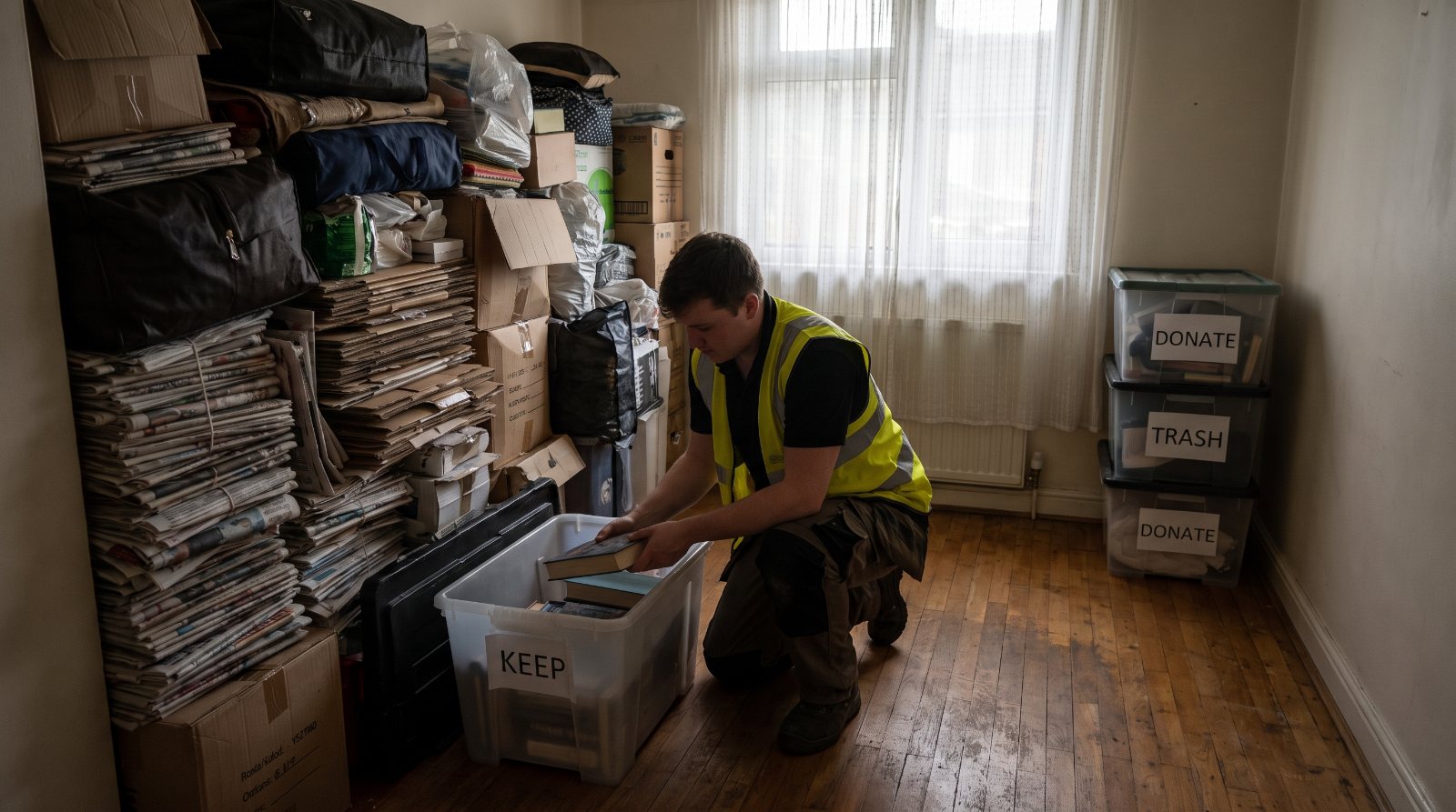 Hoarder cleanup in progress in an Erie, PA home