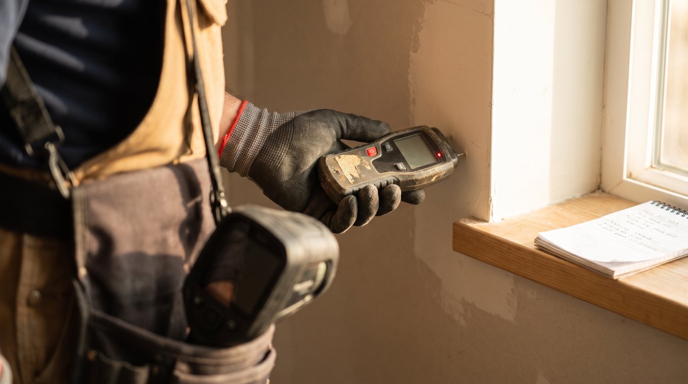 Technician documenting a moisture reading